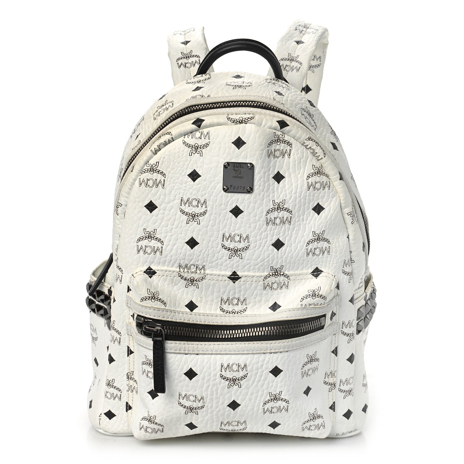 MCM Visetos Small Side Stud Stark Backpack White 1 of 9