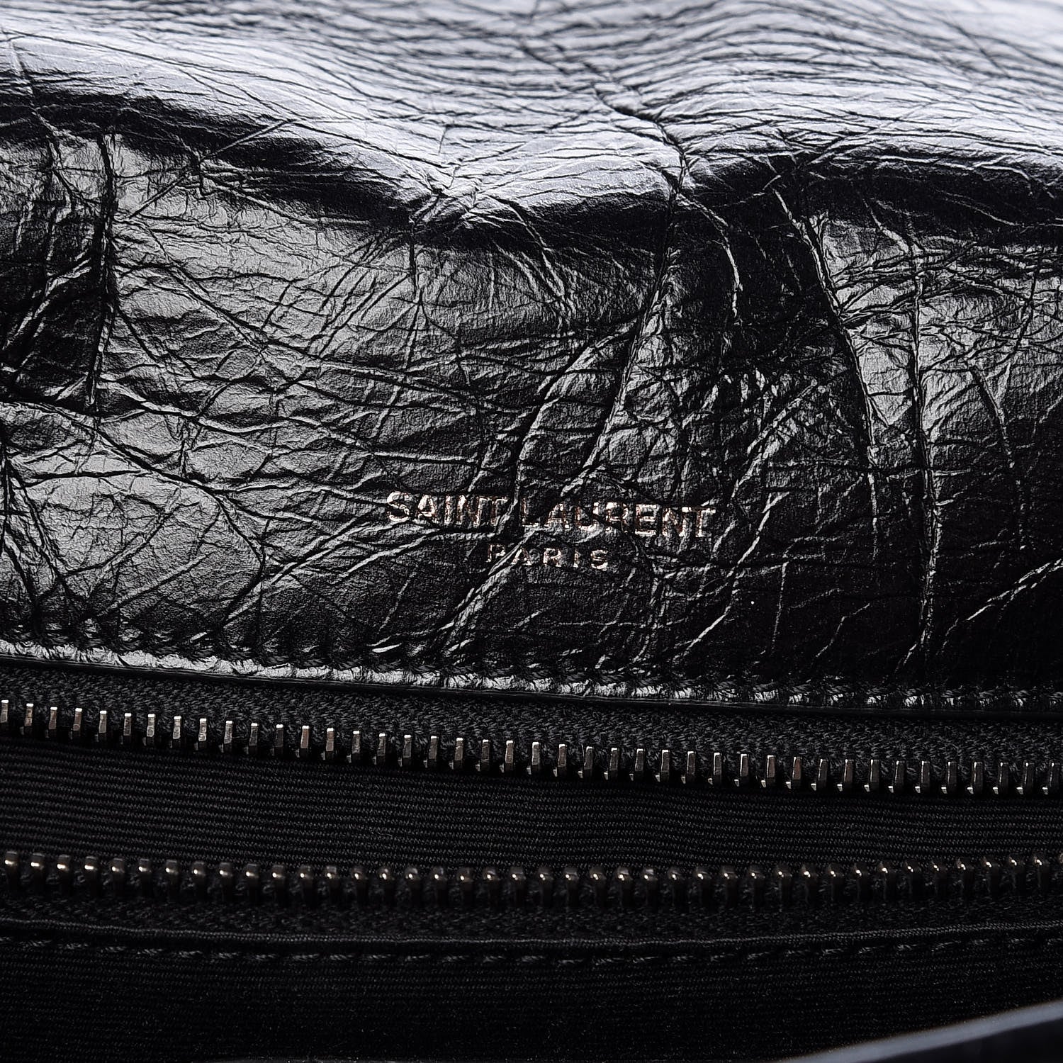 Saint Laurent Crinkled Calfskin Matelasse Monogram Medium Niki Chain Satchel Black 6 of 10