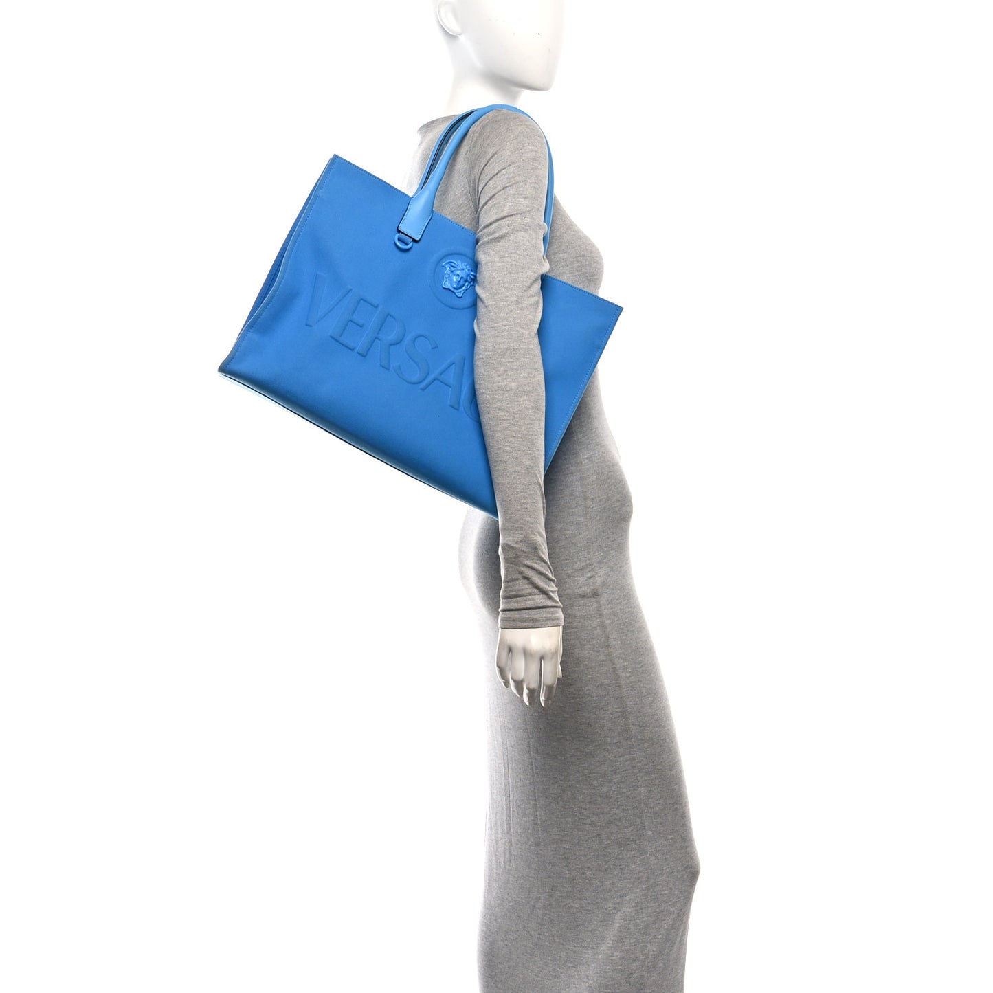 Canvas Calfskin La Medusa Tote Bag Blue