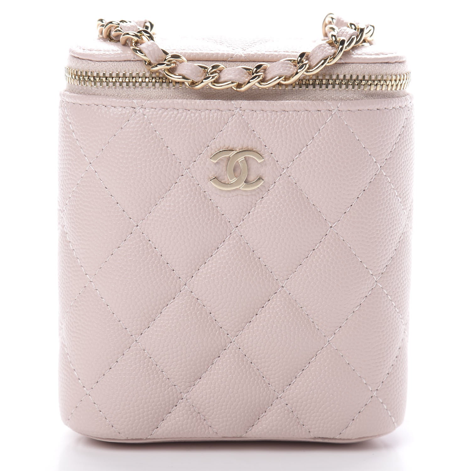 Chanel Caviar Quilted Small Vertical Coco Beauty Vanity Case With Chain Light Pink 8 of 11