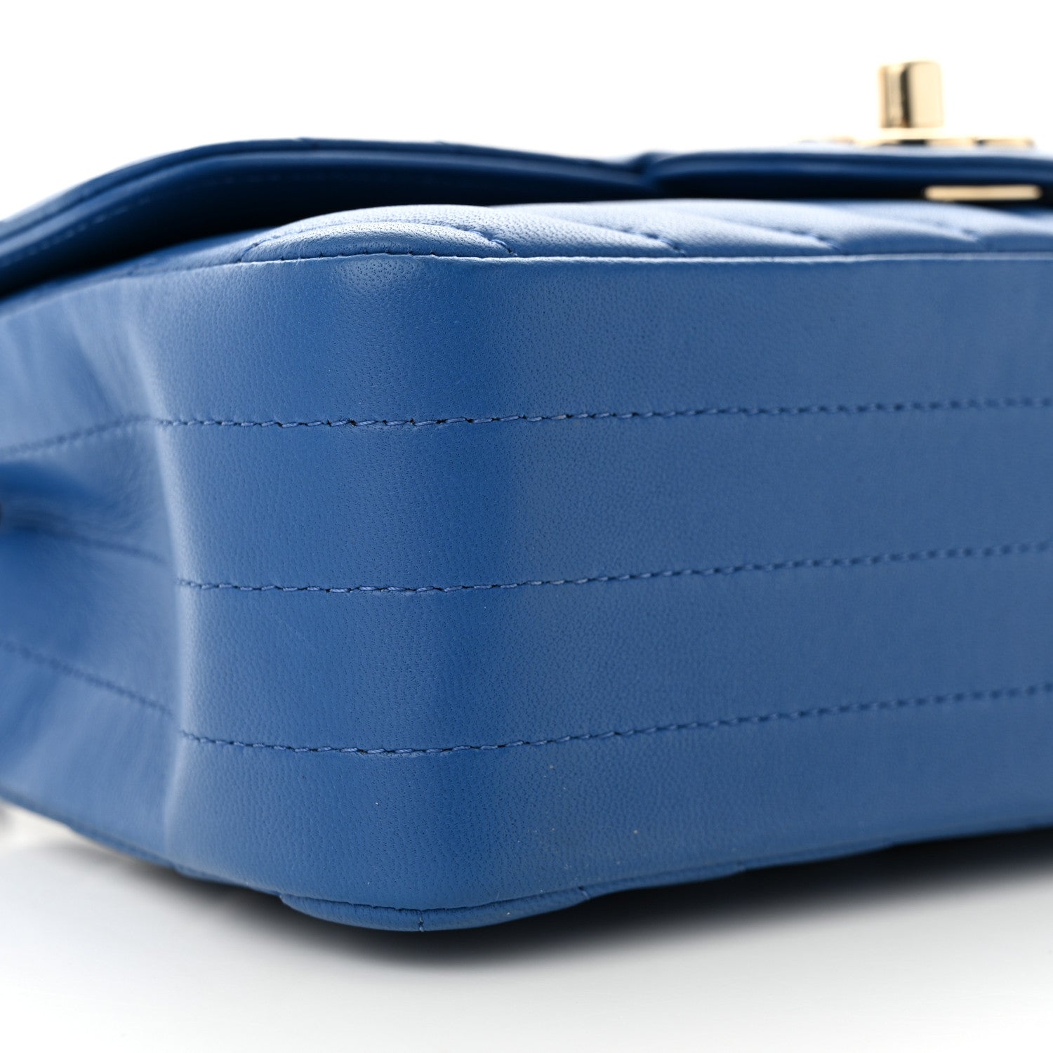 Chanel Lambskin Chevron Quilted Mini Rectangular Flap Blue 9 of 10