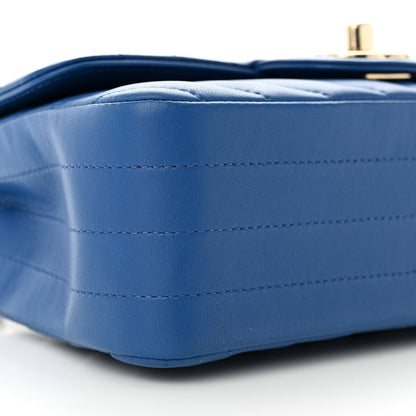 Chanel Lambskin Chevron Quilted Mini Rectangular Flap Blue 9 of 10