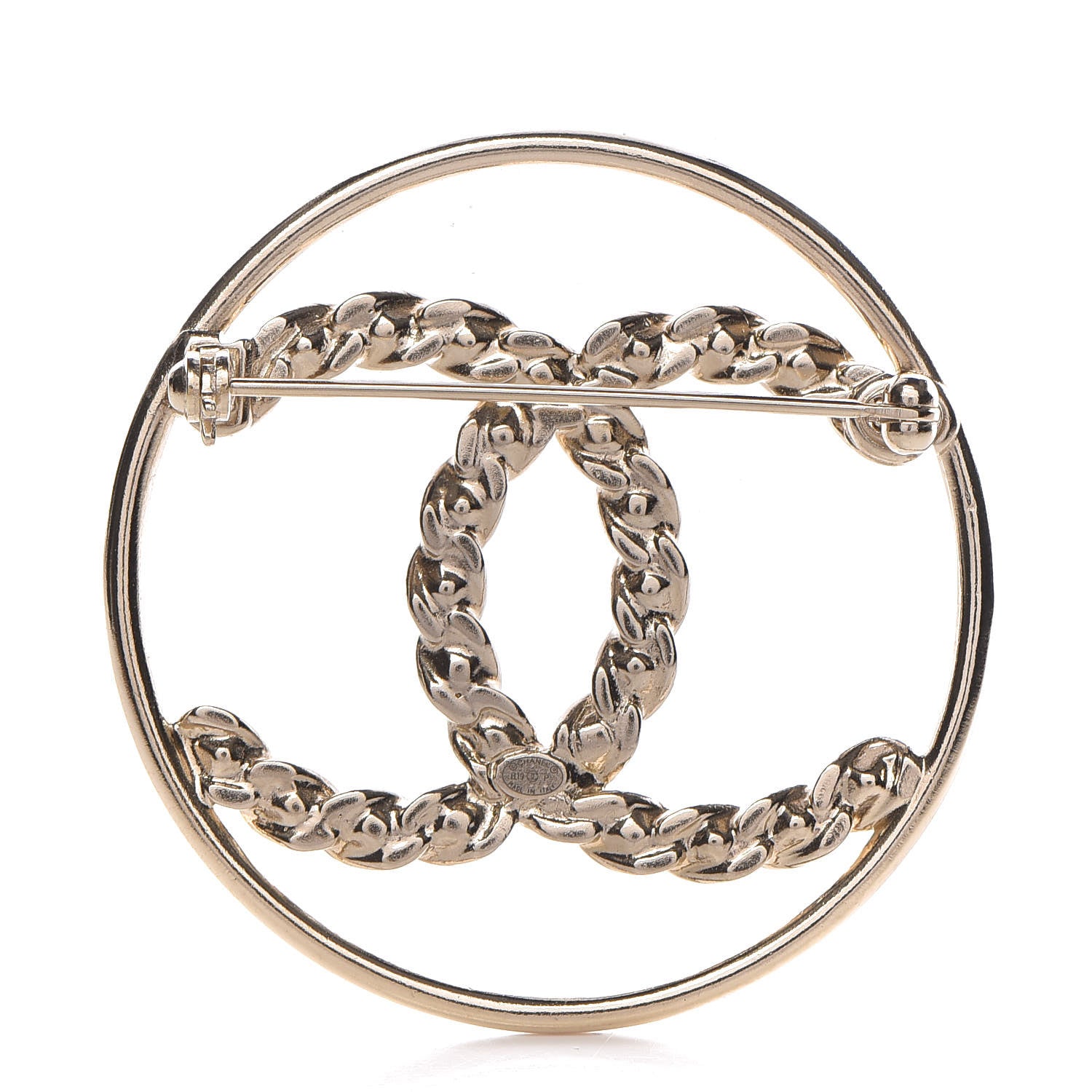 Chanel Crystal Round CC Brooch Gold 3 of 5
