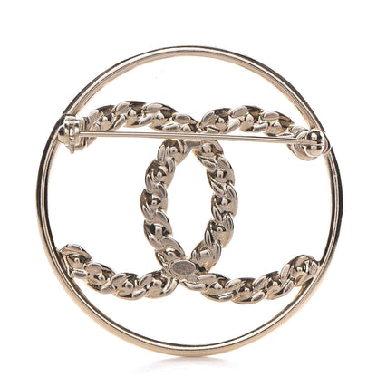 Chanel Crystal Round CC Brooch Gold 3 of 5