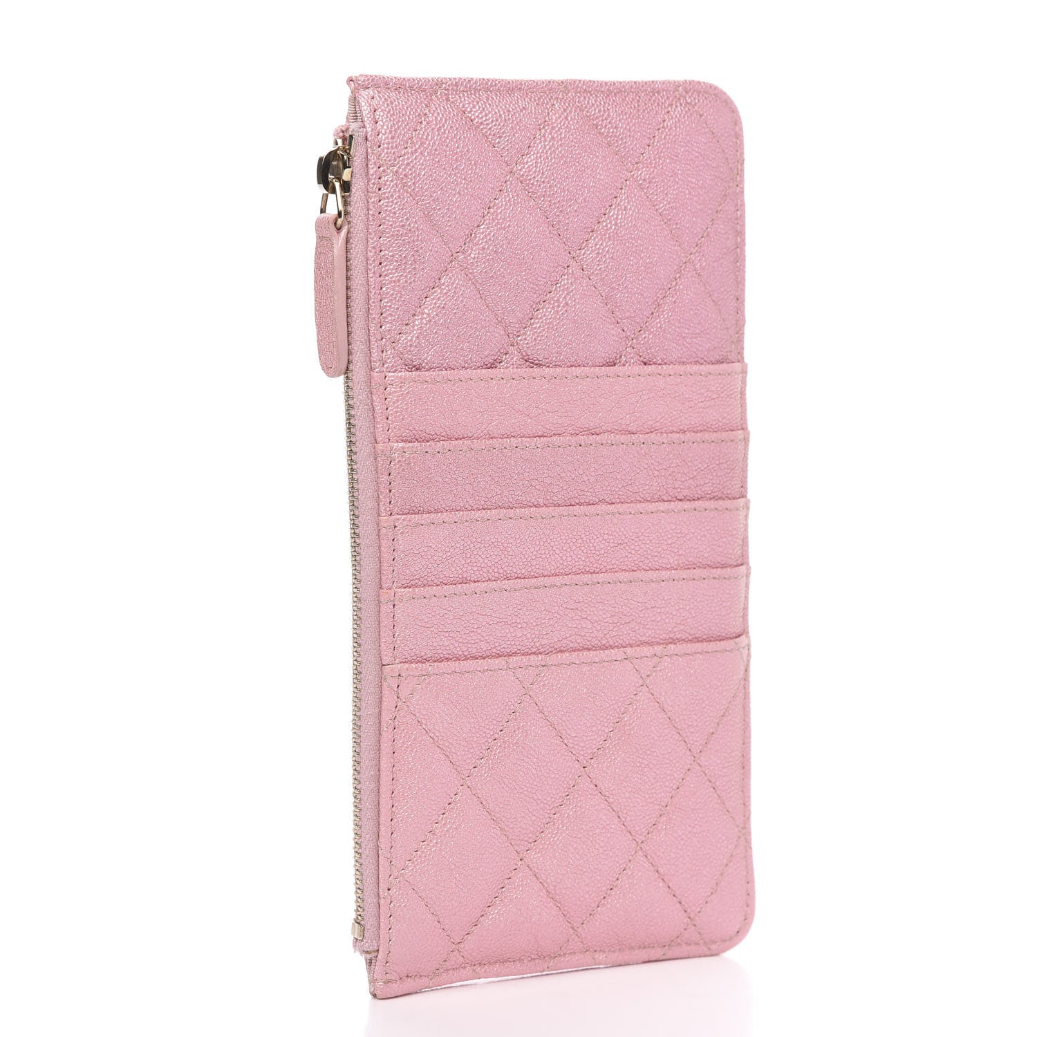 Chanel Iridescent Caviar Quilted Classic Flat Wallet Pouch Pink 3 of 8