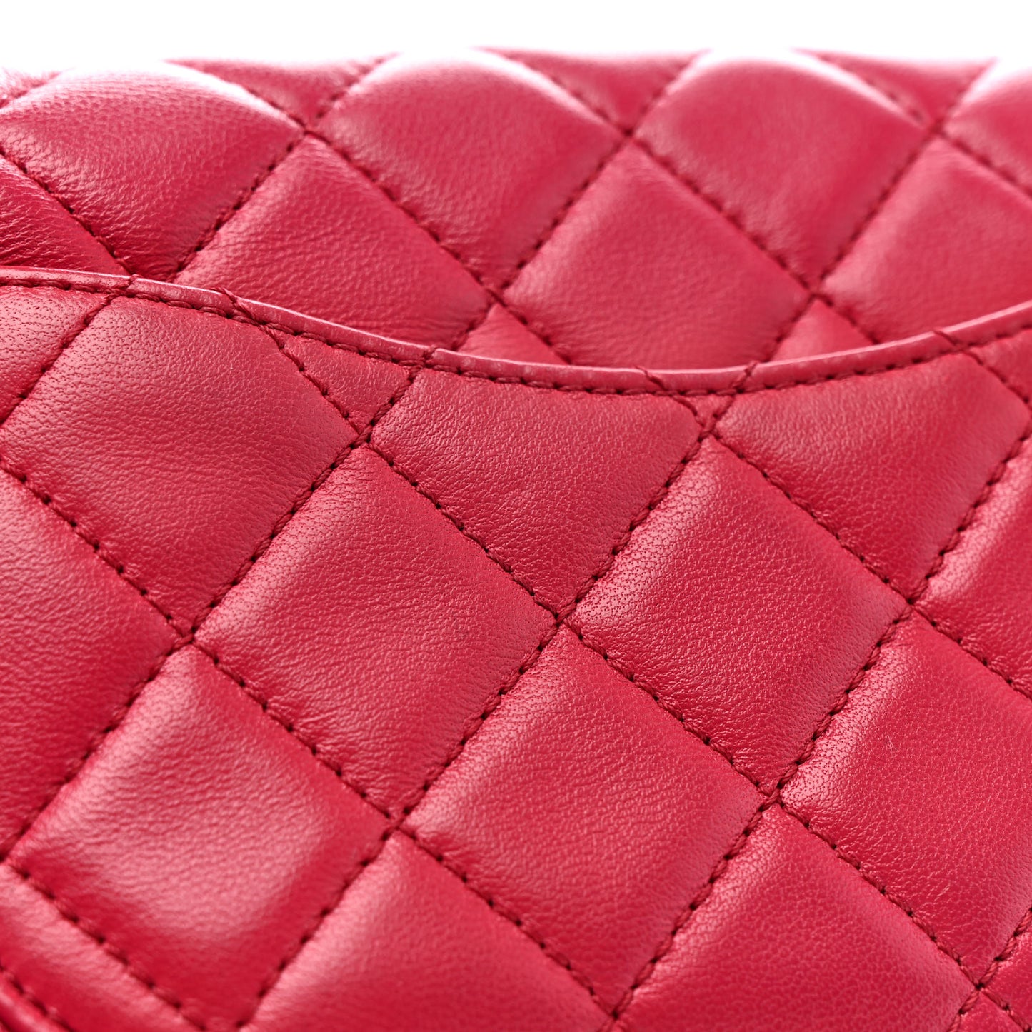 Lambskin Quilted Mini Rectangular Pearl Crush Flap Fuchsia