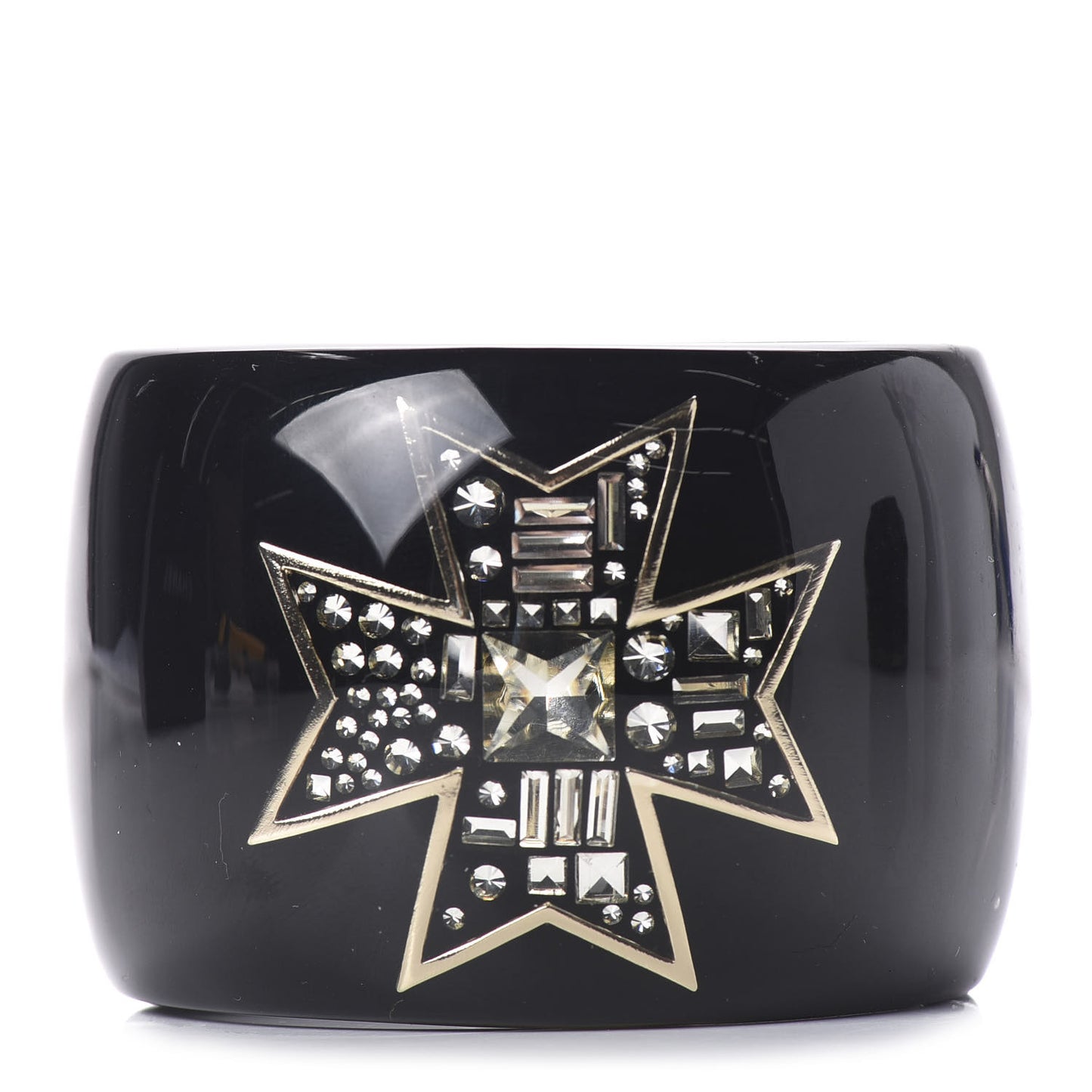 Resin Crystal Baguette CC Wide Cuff Black