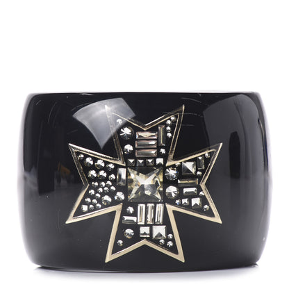 Chanel Resin Crystal Baguette CC Wide Cuff Black 3 of 6