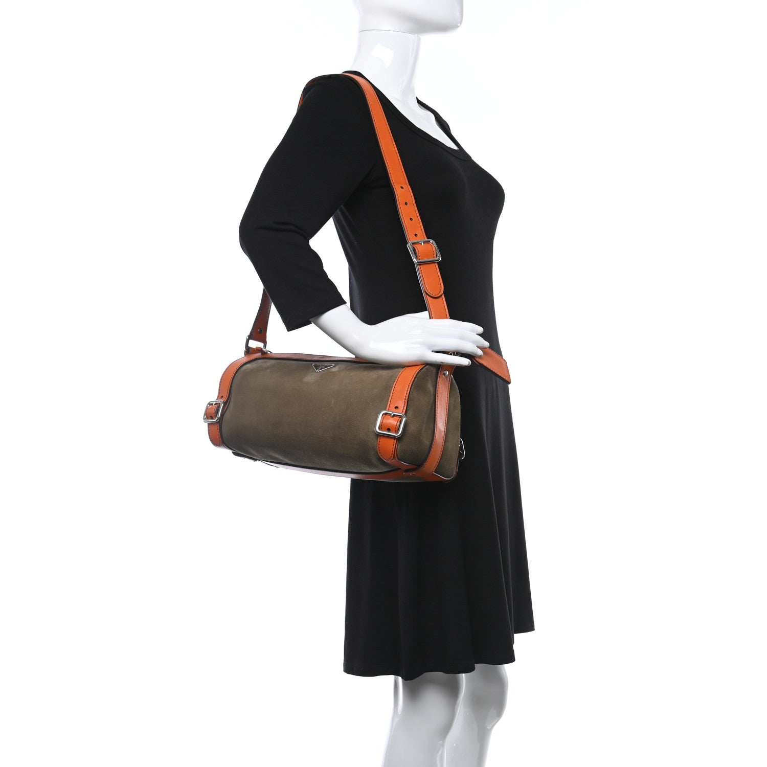 Prada Scamosciato Suede Shoulder Bag Militare Orange 2 of 14