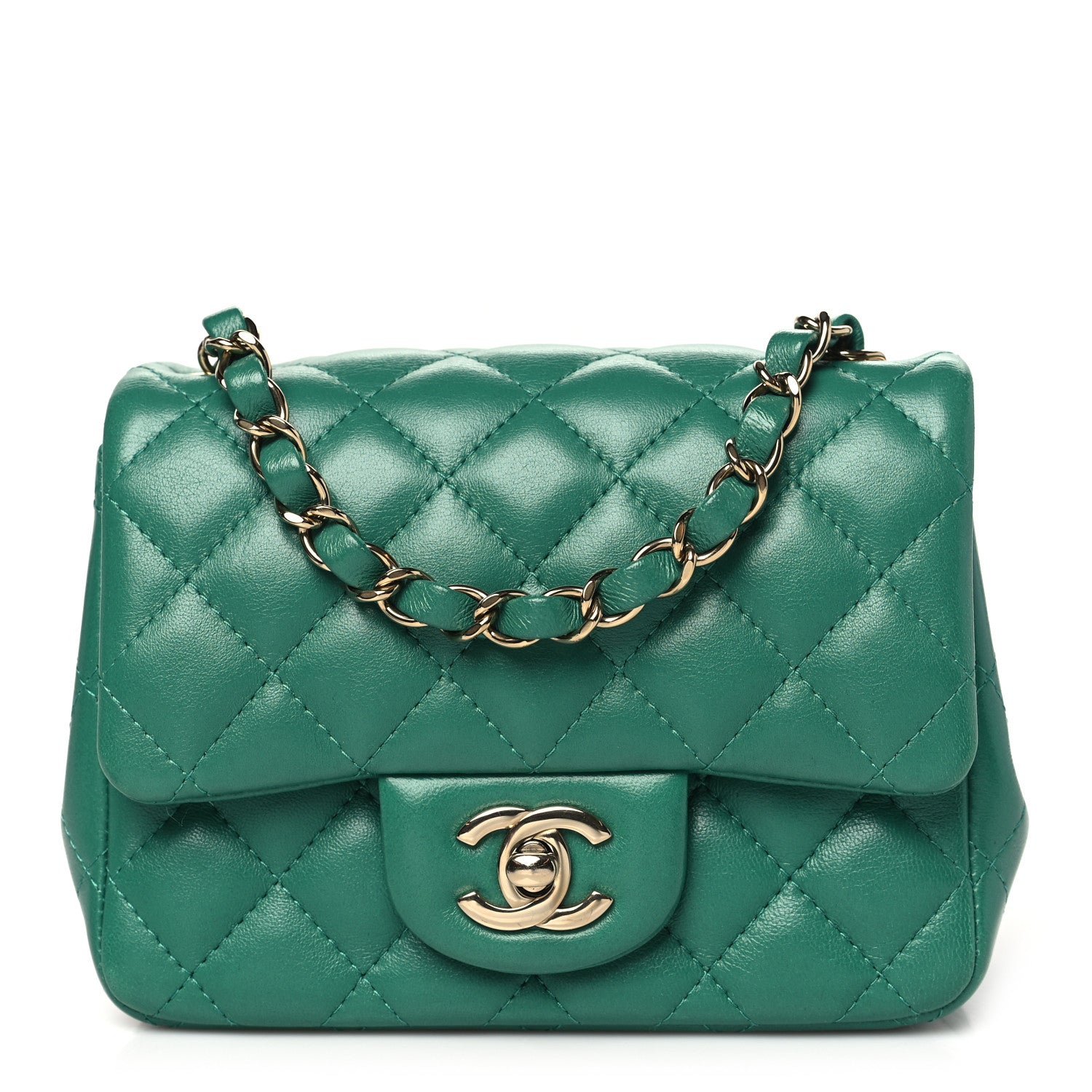 Chanel Lambskin Quilted Mini Square Flap Green 1 of 10