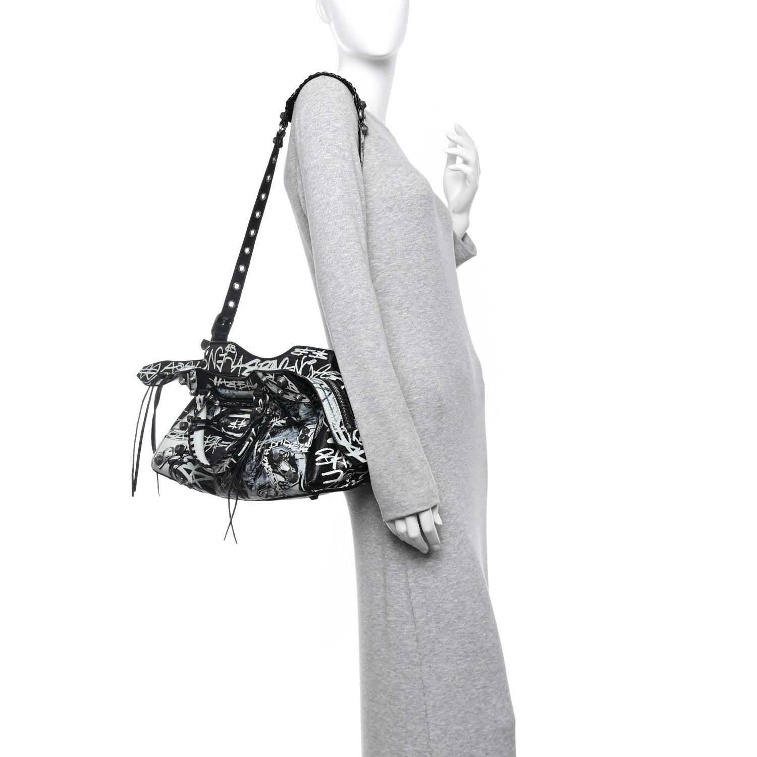 Balenciaga Agneau Arena Graffiti Neo Cagole City Handbag Black