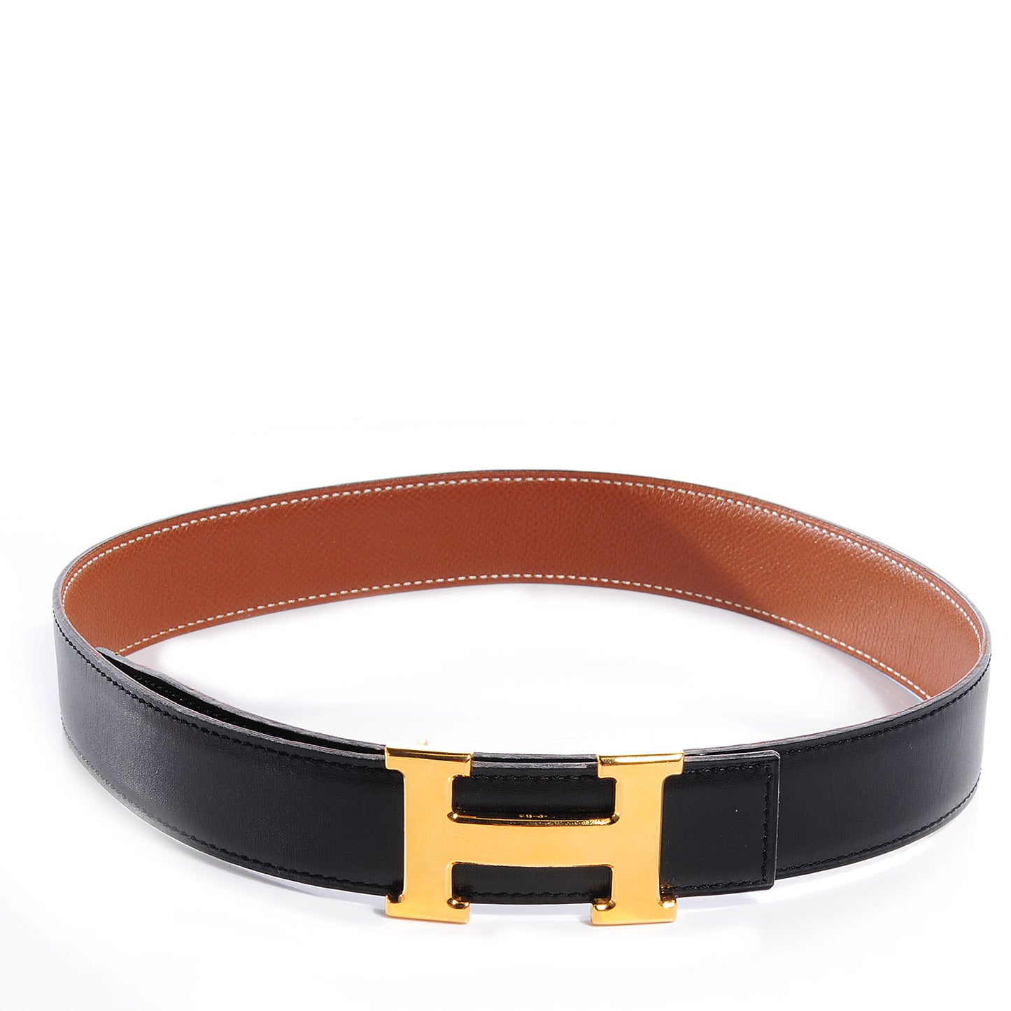 Box Courchevel Reversible Polished Gold Constance 32mm H Belt 90 Noir Gold