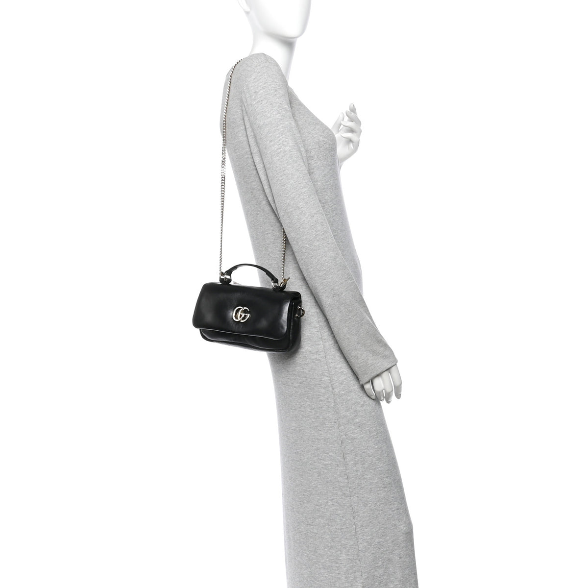 Gucci Lambskin Mini GG Milano Top Handle Shoulder Bag White 2 of 9