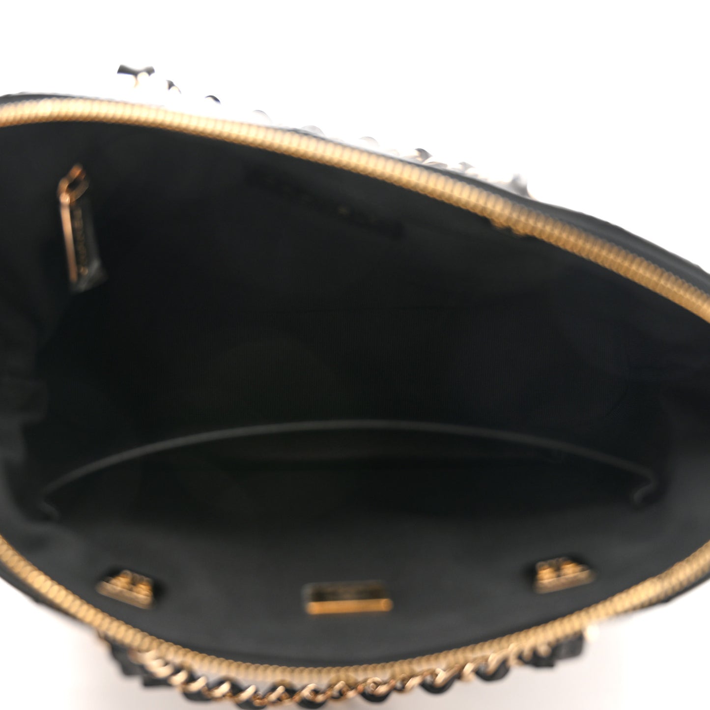 Patent Quilted Shiny Coco Small Shopping Bag Black