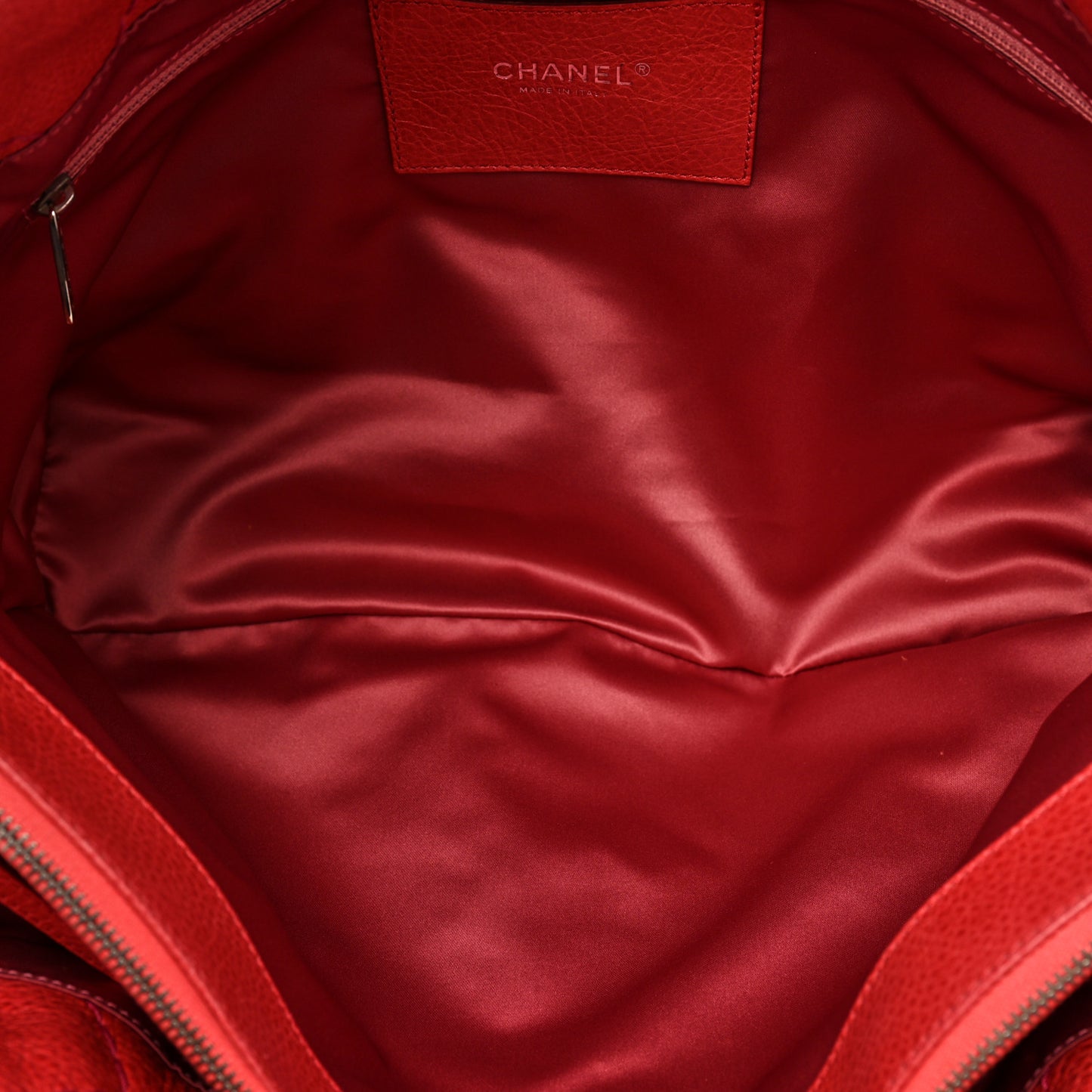 Glazed Calfskin Large On The Road Tote Red