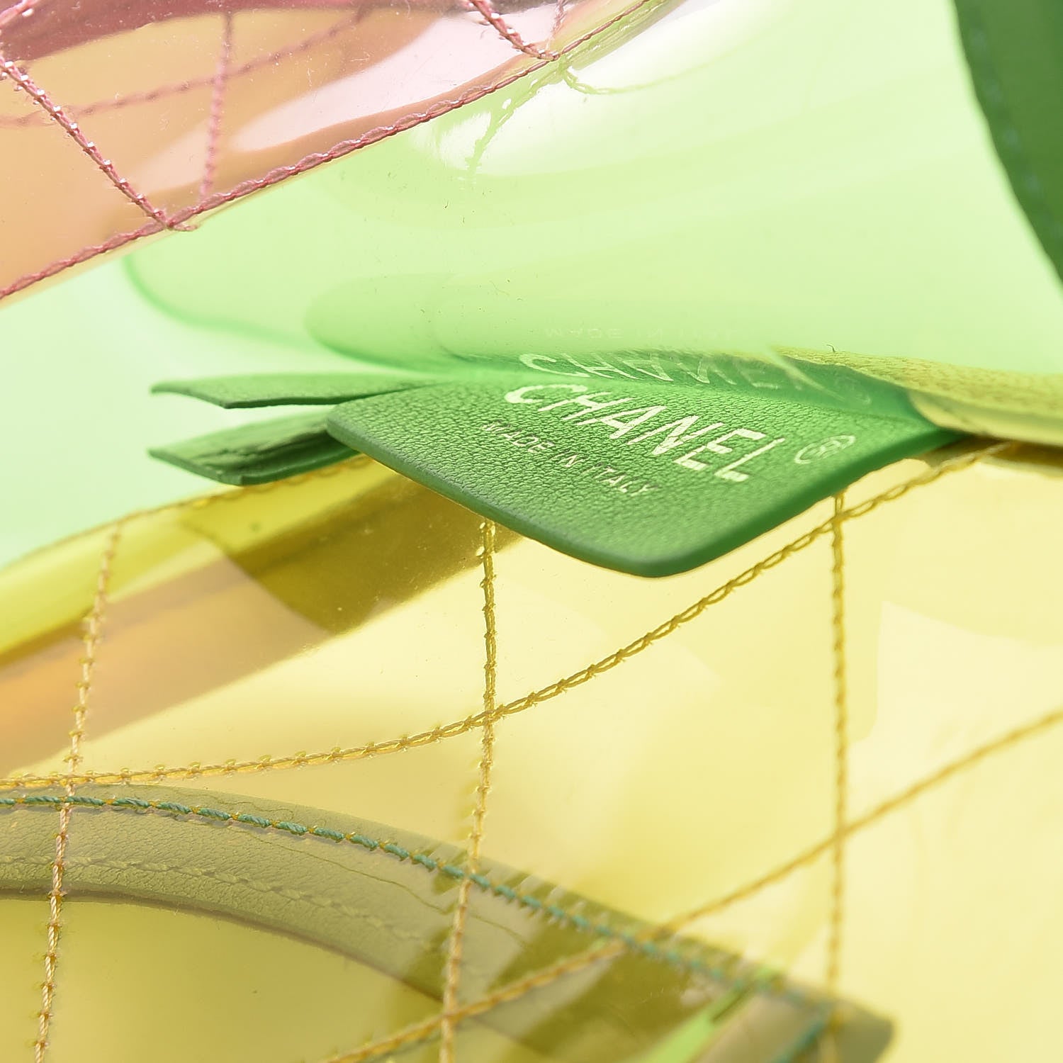 Chanel PVC Lambskin Stitched Medium Coco Splash Flap Yellow Green Pink 9 of 11
