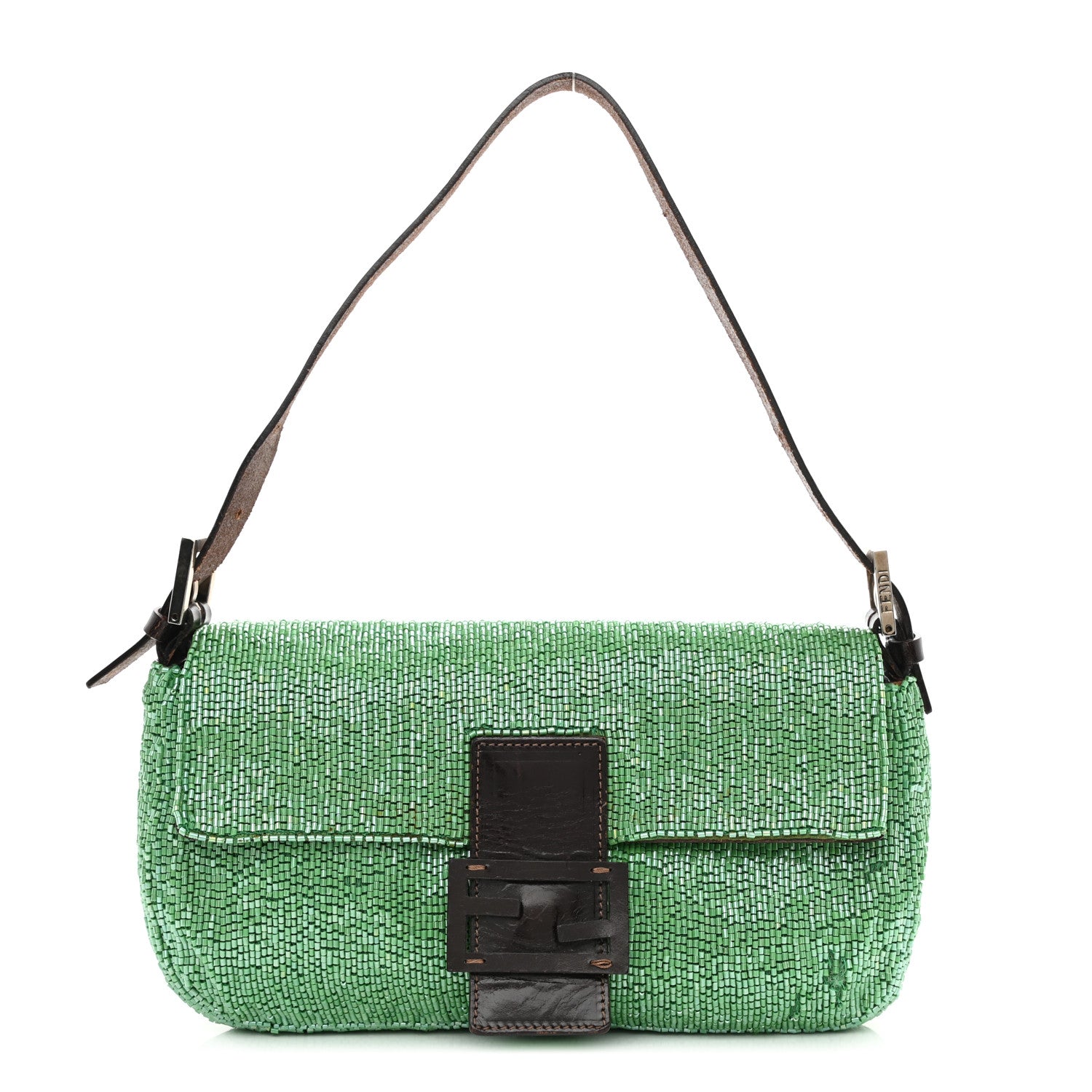 Fendi Beaded Baguette Green 1 of 20