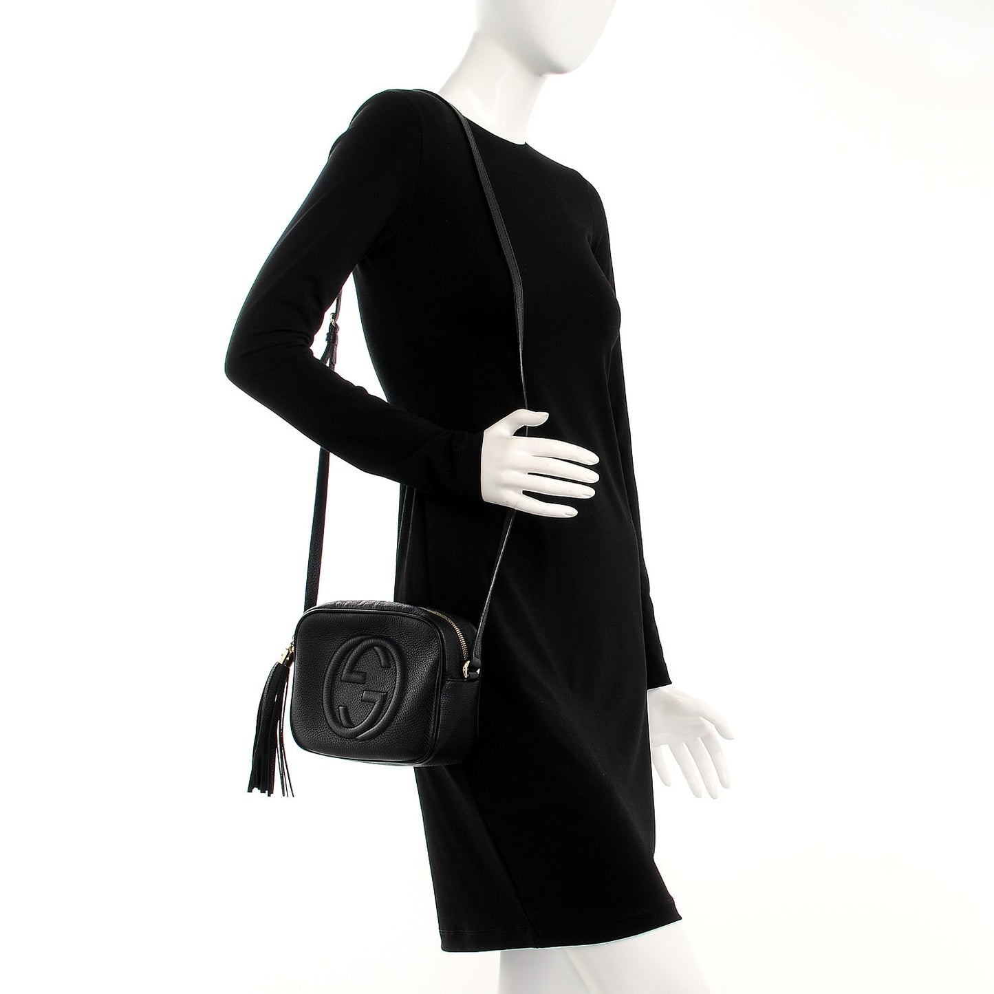 Pebbled Calfskin Small Soho Disco Bag Black