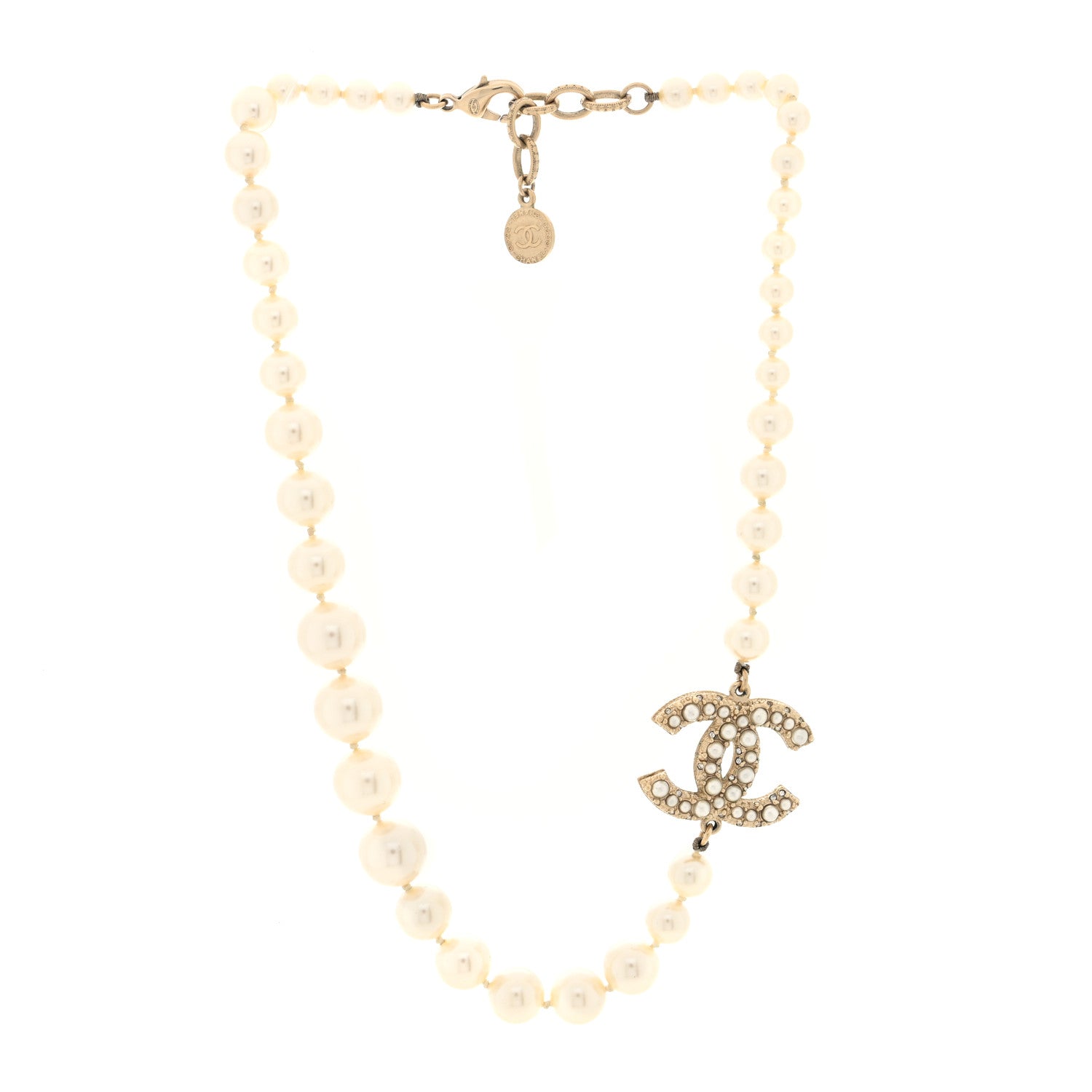 Chanel Pearl CC 100th Anniversary Necklace Light Gold 3 of 4