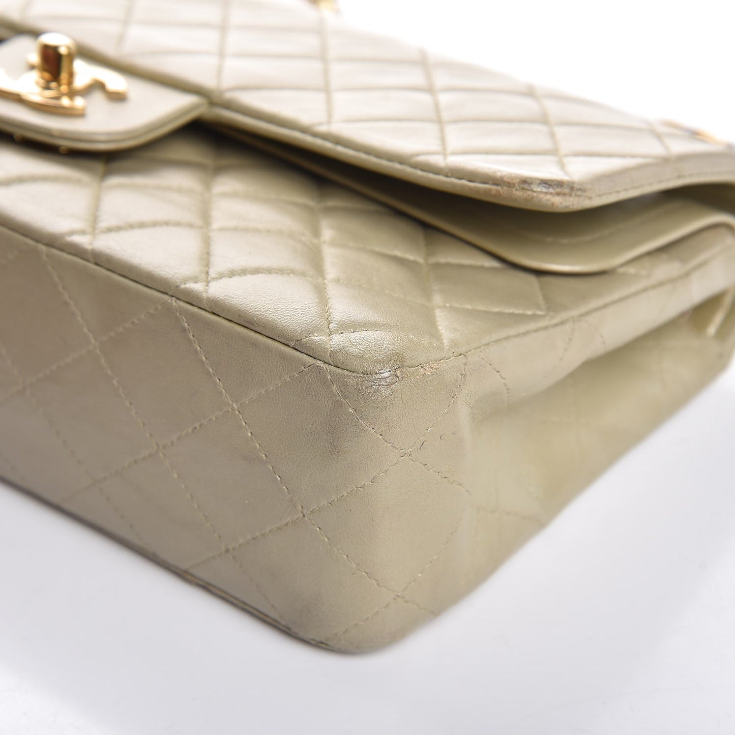 Lambskin Quilted Medium Double Flap Light Gold