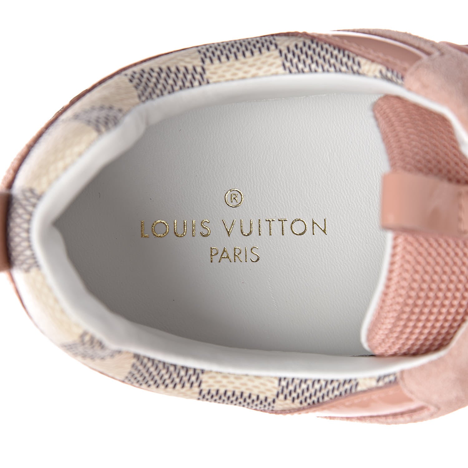 Louis Vuitton Suede Damier Azur Run Away Sneakers 37 Pink 6 of 9