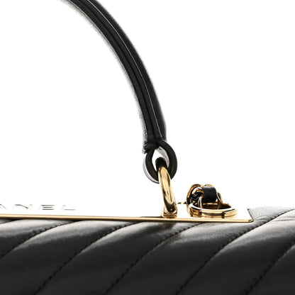 Chanel Lambskin Chevron Quilted Medium Trendy CC Dual Handle Flap Bag Black 14 of 18