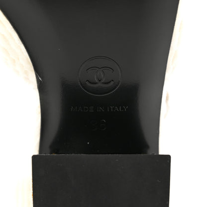 Chanel Velvet Patent Calfskin Pearl Mary Jane Flats 36 White Black 6 of 9