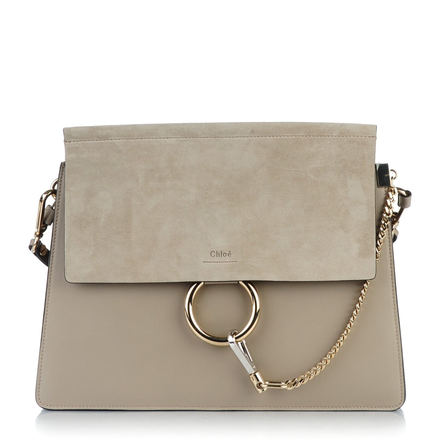 Calfskin Suede Medium Faye Shoulder Bag Motty Grey