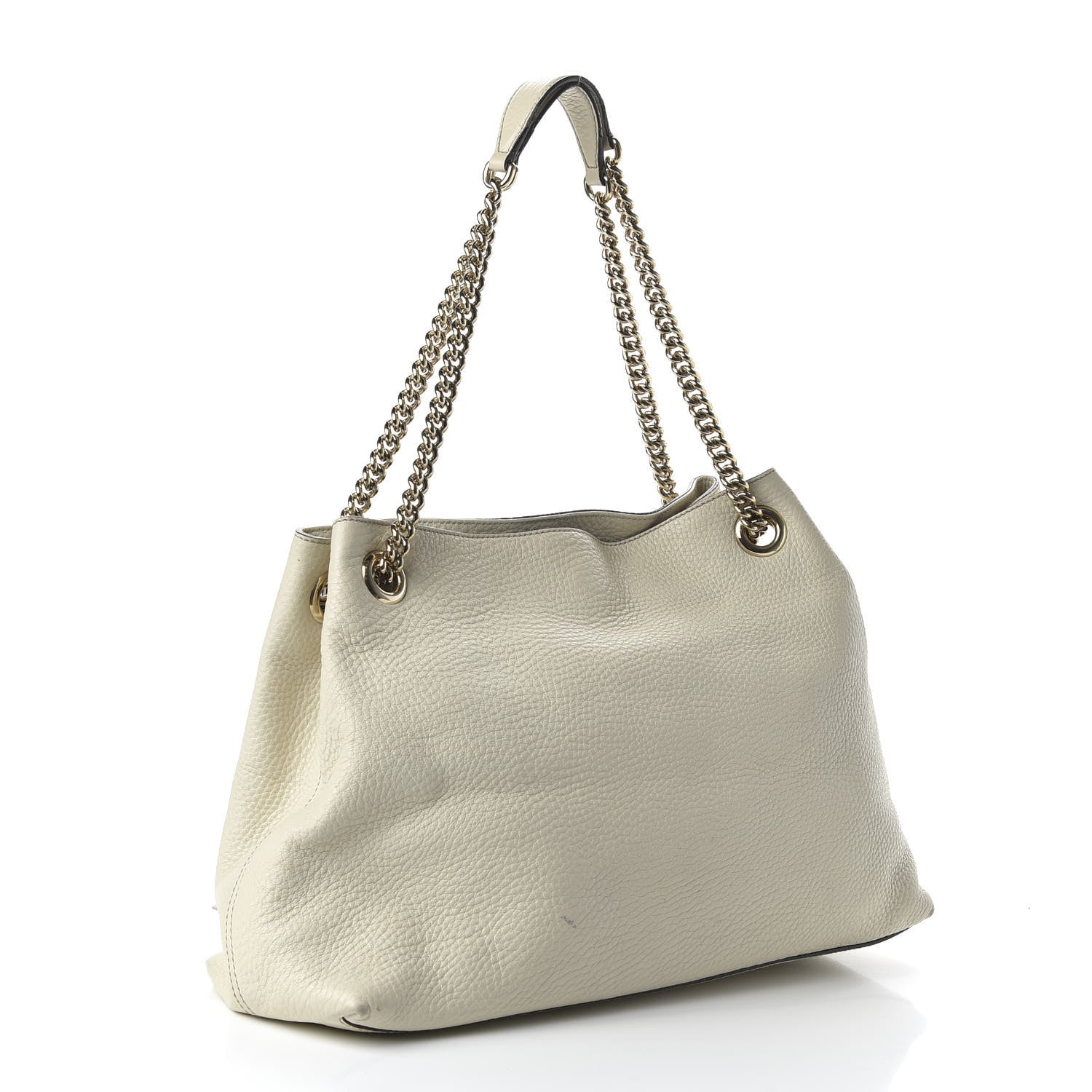 Gucci Pebbled Calfskin Medium Soho Chain Shoulder Bag Off White 3 of 10