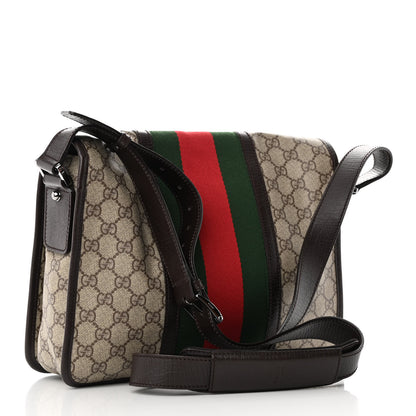 Gucci GG Plus Monogram Web Medium Flap Messenger Beige Dark Brown 3 of 10