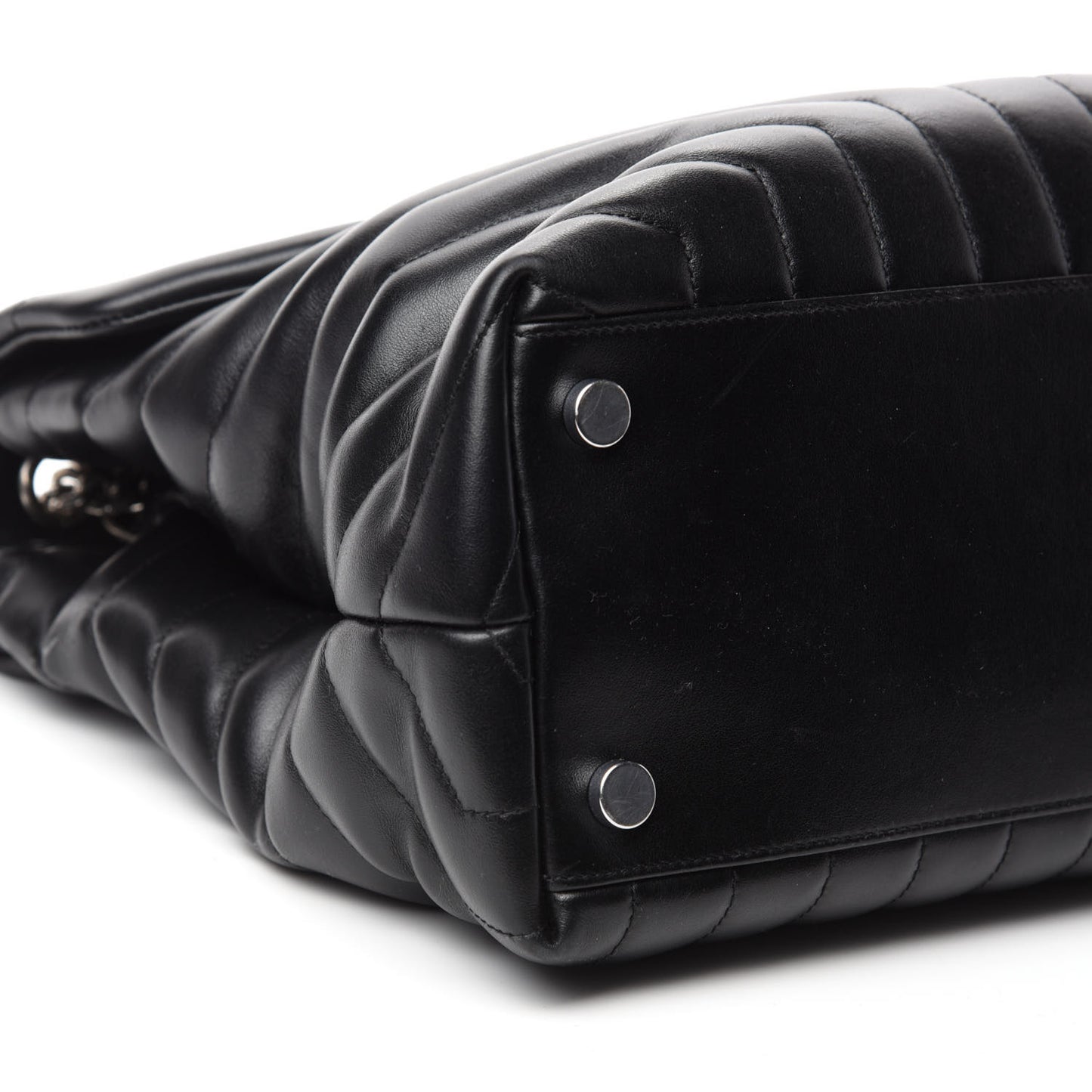 Calfskin Y Quilted Monogram Large Loulou Chain Satchel Black