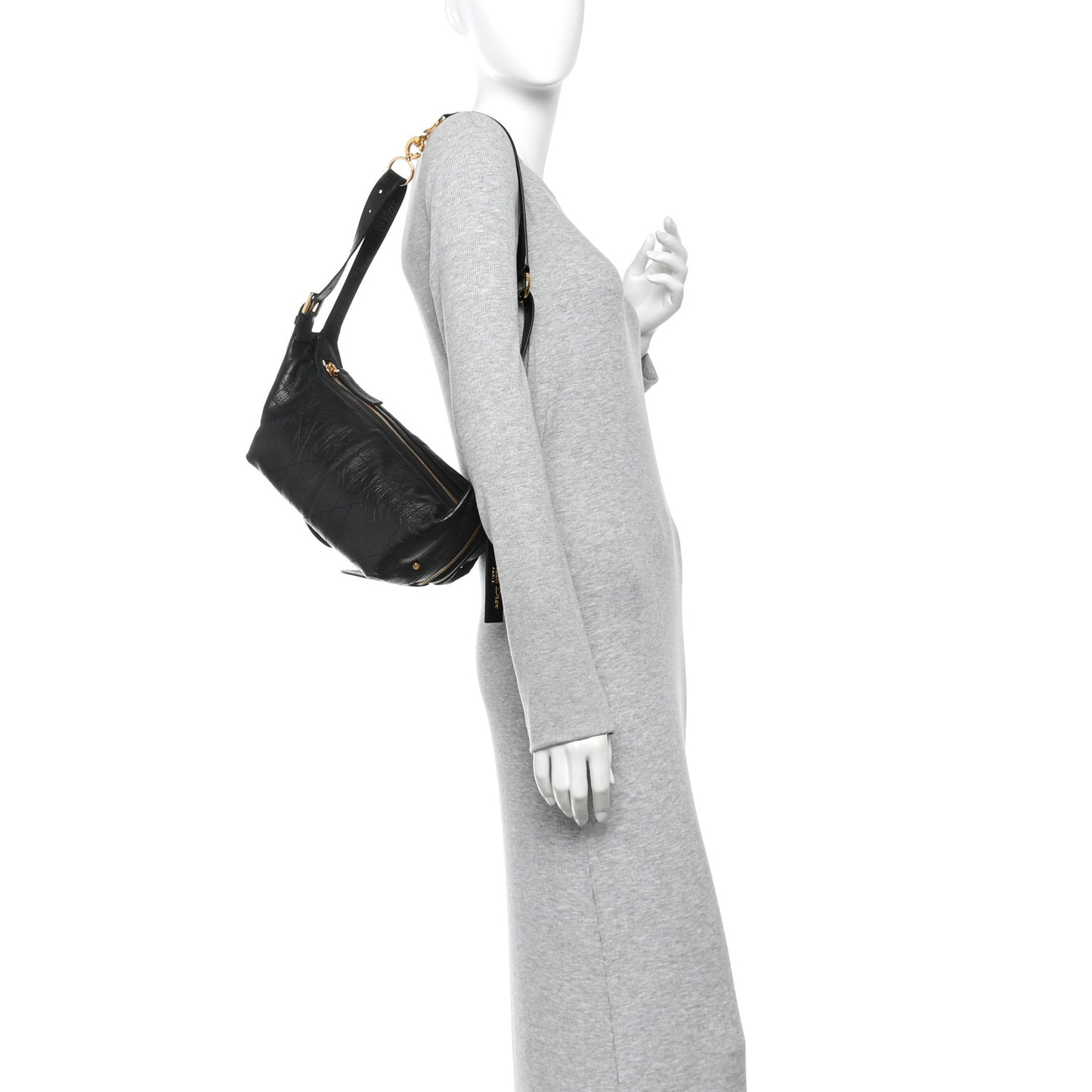Crinkled Calfskin Macrocannage Small D-Journey Bag Black
