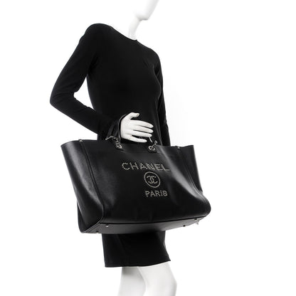 Chanel Caviar Extra Large Studded Deauville Tote Black 2 of 13