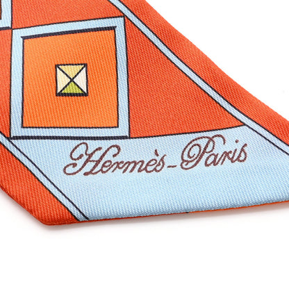 Hermes Silk Colliers et Chiens Twilly Potiron Orange Ciel 2 of 5
