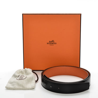 Hermes Box Togo 32mm Collier De Chien CDC Belt 95 Black Orange 5 of 5