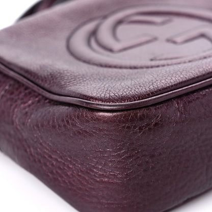 Gucci Metallic Pebbled Calfskin Small Soho Disco Bag Burgundy 7 of 17