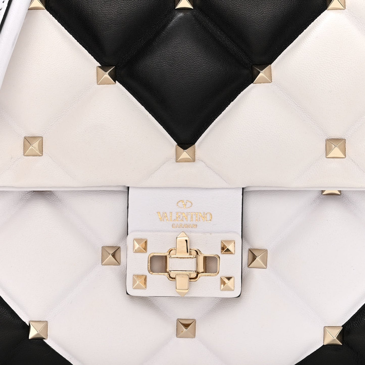 Nappa Medium Candystud Top Handle Bag White Black