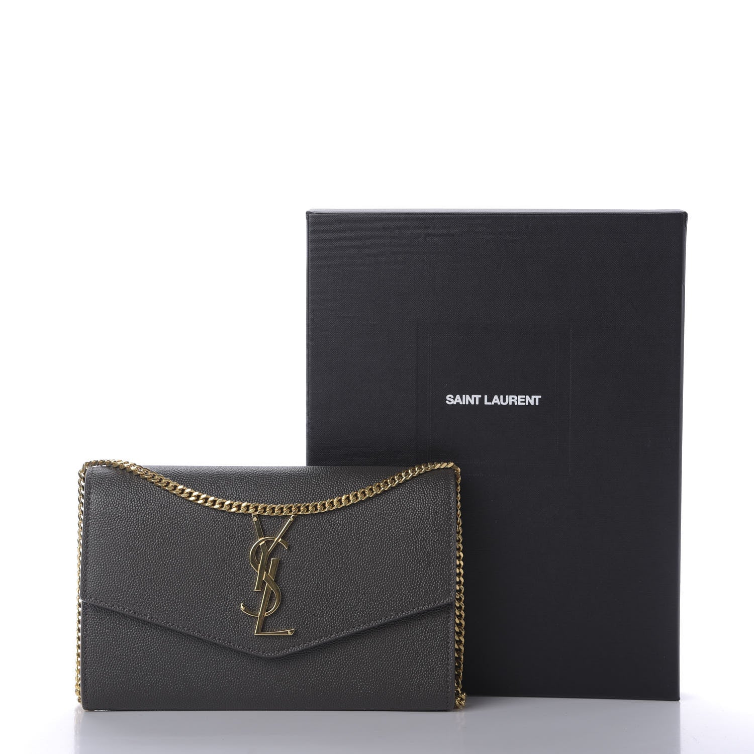 Saint Laurent Grain De Poudre Uptown Chain Wallet Pebble 11 of 11