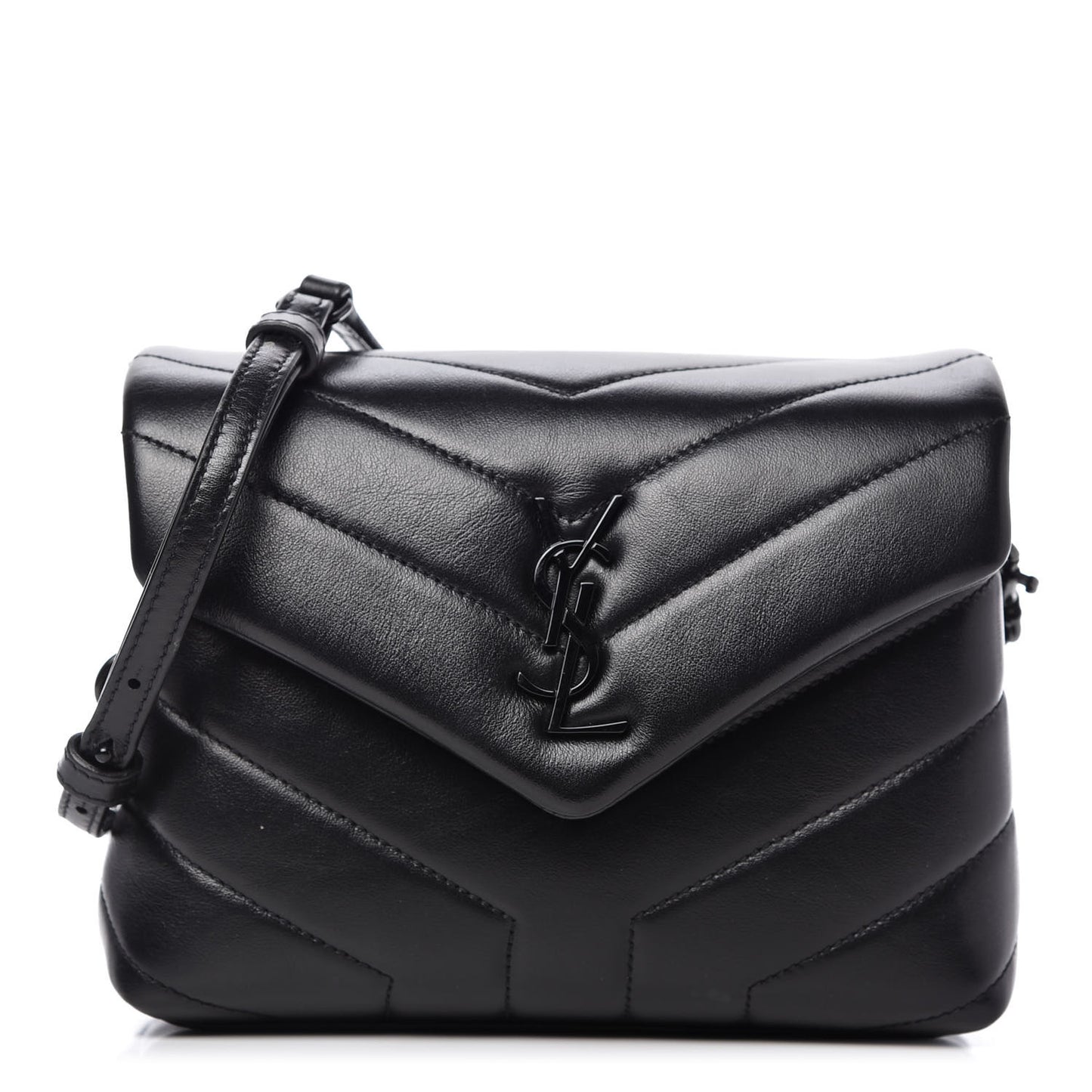 Calfskin Y Quilted Monogram Toy Loulou Crossbody Bag Black