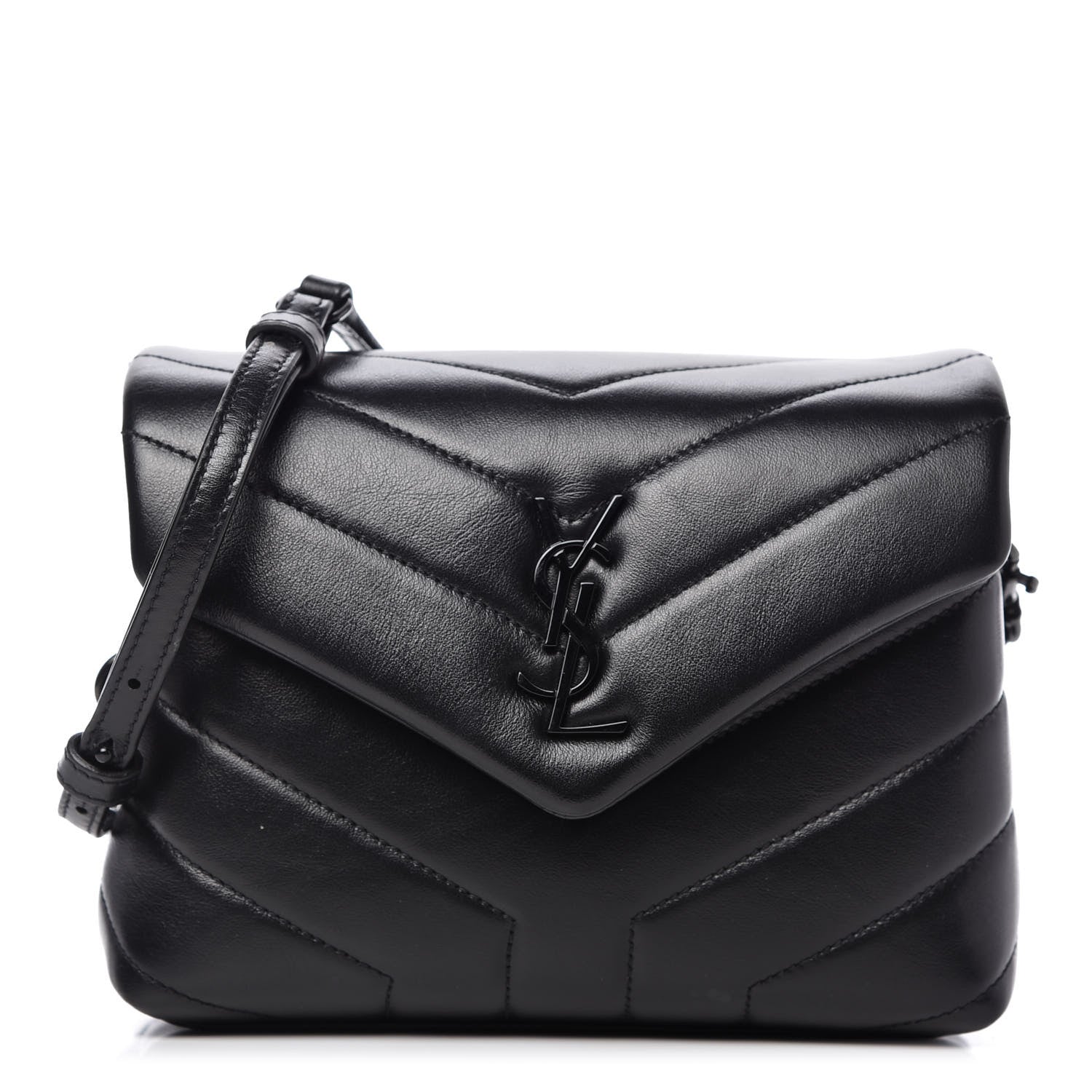 Saint Laurent Calfskin Y Quilted Monogram Toy Loulou Crossbody Bag Black 1 of 10