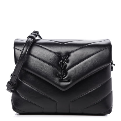 Saint Laurent Calfskin Y Quilted Monogram Toy Loulou Crossbody Bag Black 1 of 10