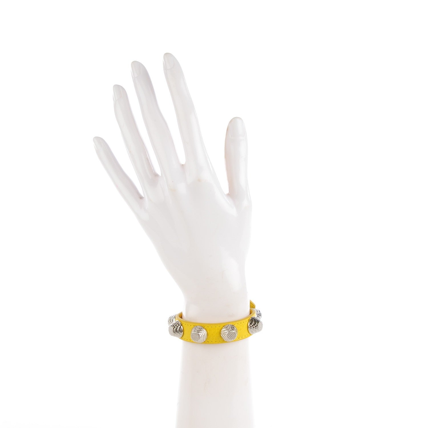 Balenciaga Agneau Giant Silver Hardware Stud Bracelet Curry 2 of 6