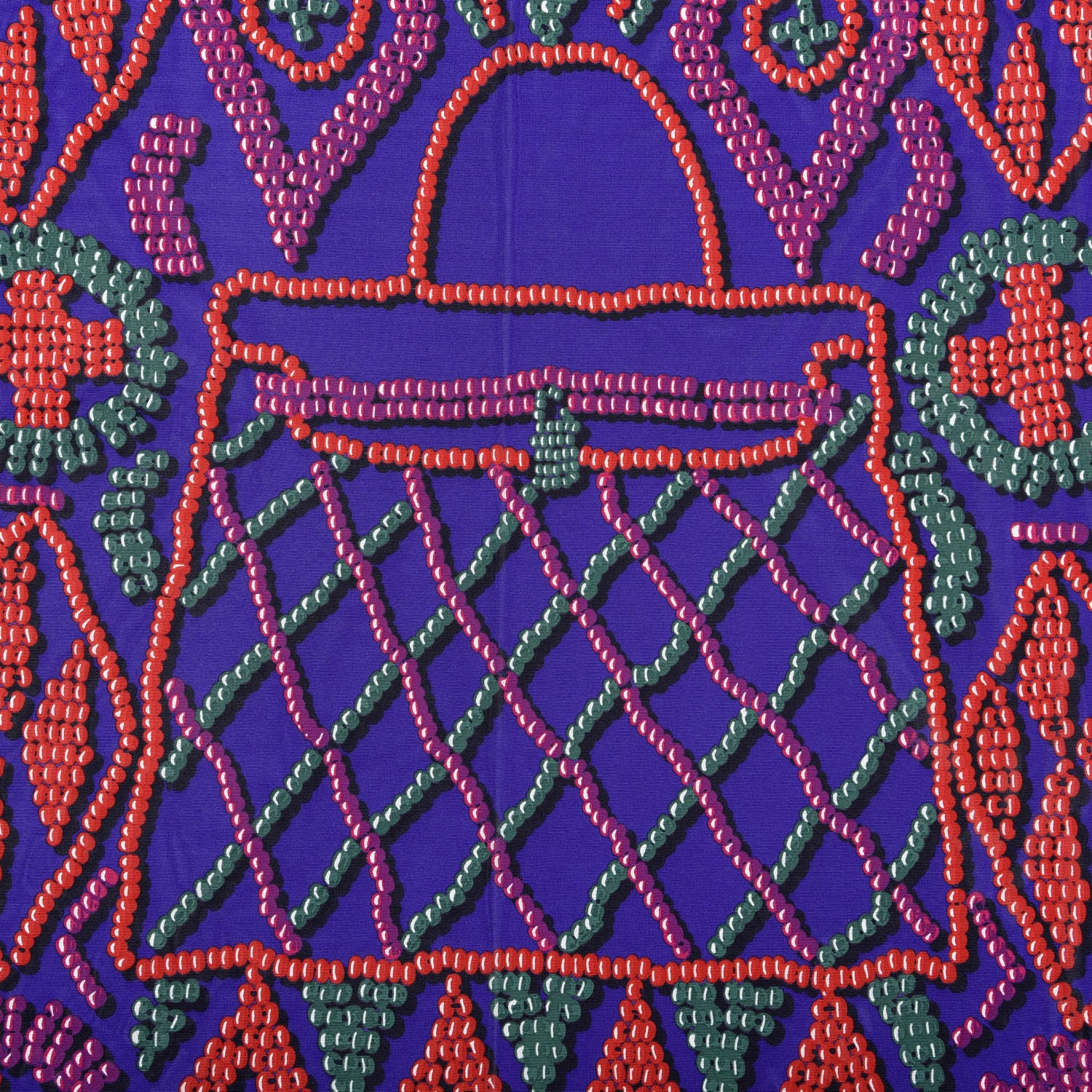 Hermes Silk Jersey Kelly En Perles Scarf 90 Violet Rouge Vert 2 of 3