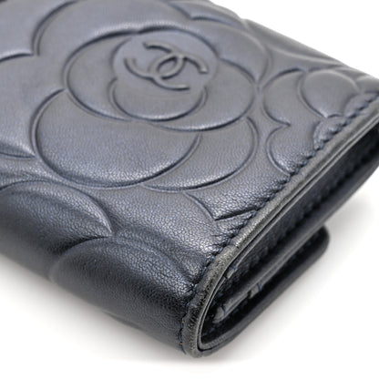 Chanel Lambskin Camellia Embossed Flap Card Holder Navy 10 of 12