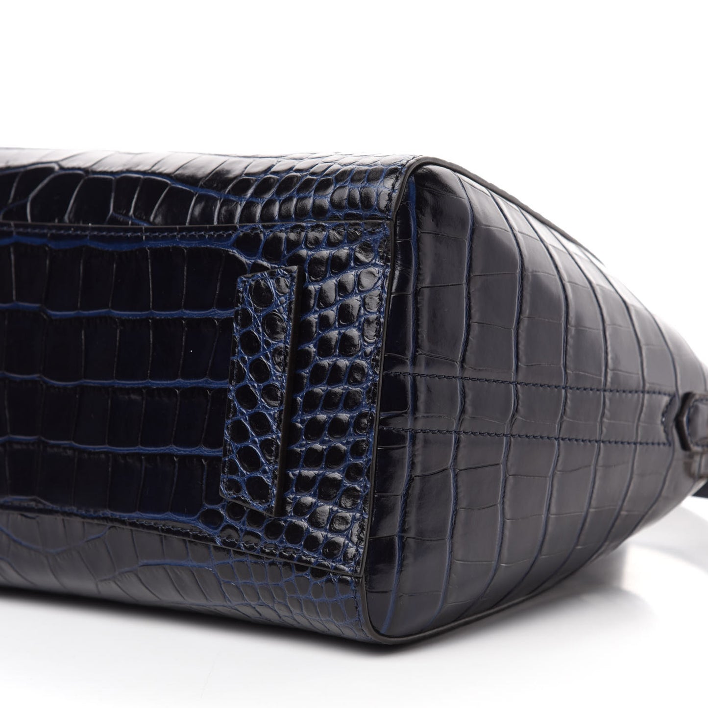 Calfskin Crocodile Embossed Small Antigona Navy