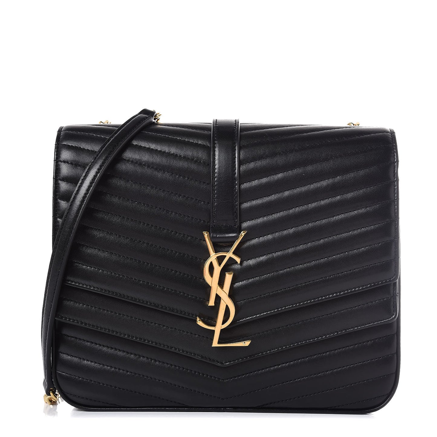 Lambskin Matelasse Chevron Monogram Medium Sulpice Bag Black