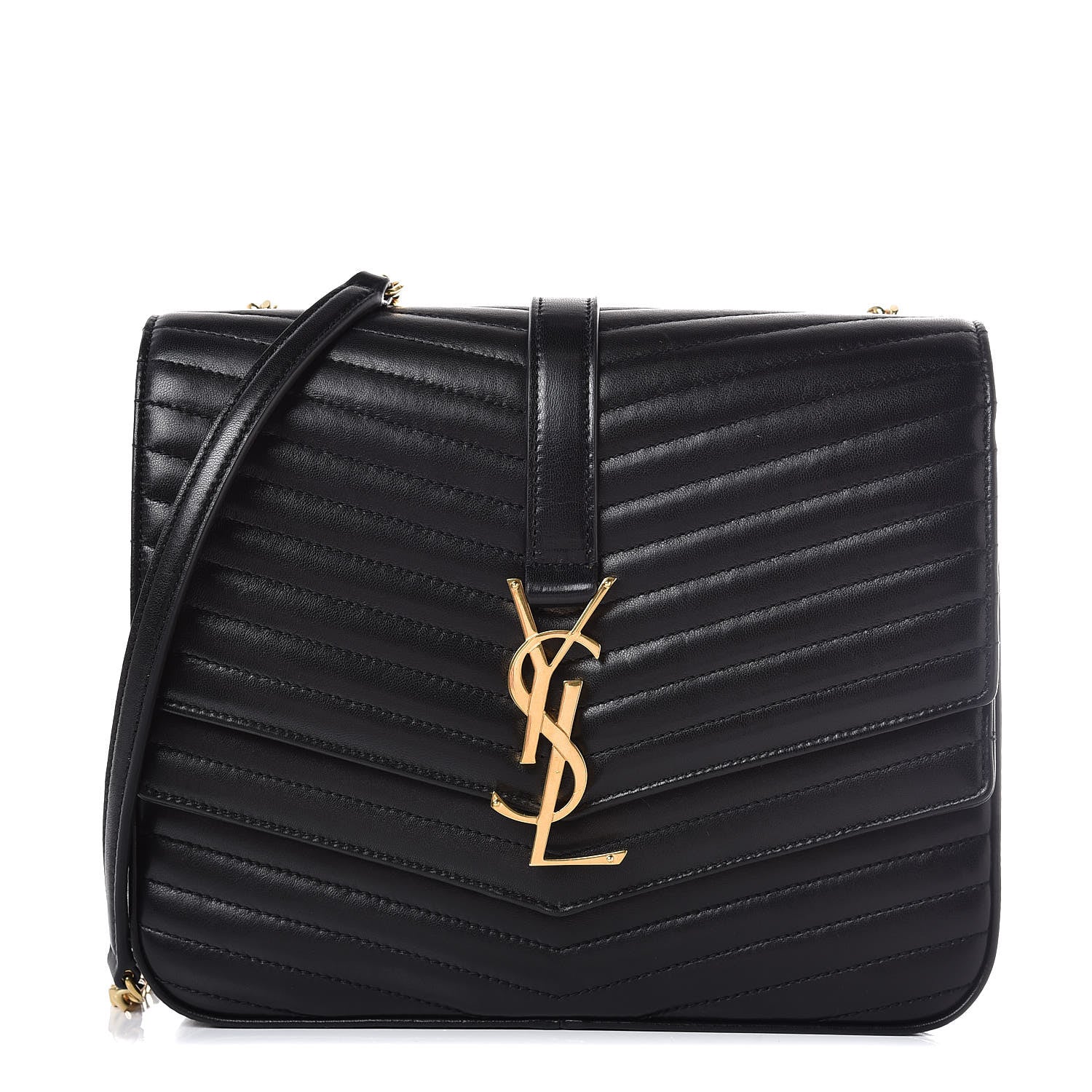 Saint Laurent Lambskin Matelasse Chevron Monogram Medium Sulpice Bag Black 1 of 7