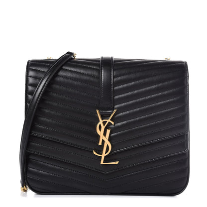 Saint Laurent Lambskin Matelasse Chevron Monogram Medium Sulpice Bag Black 1 of 7
