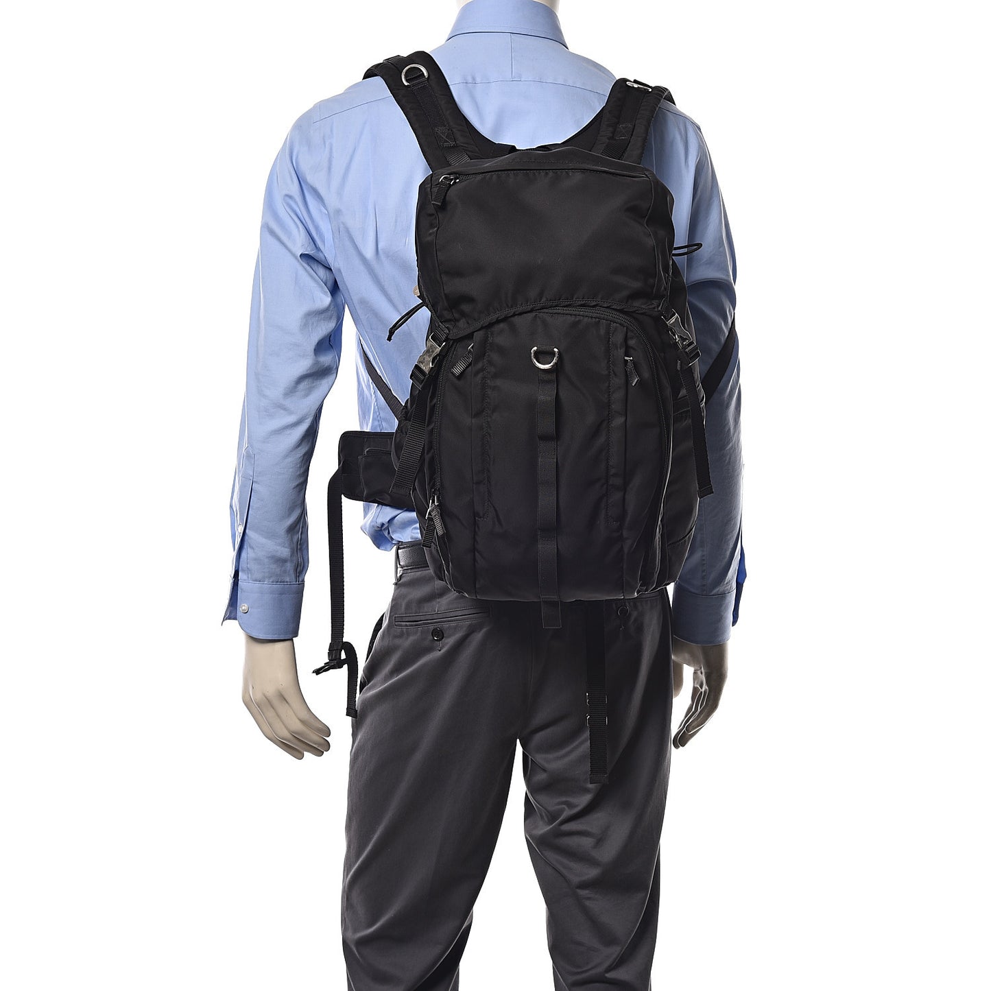 Tessuto Nylon Montagna Double Buckle Backpack Black