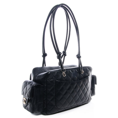 Chanel Calfskin Quilted Large Cambon Multipocket Reporter Black White 3 of 8